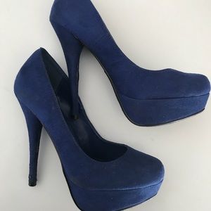 dark blue platform heels